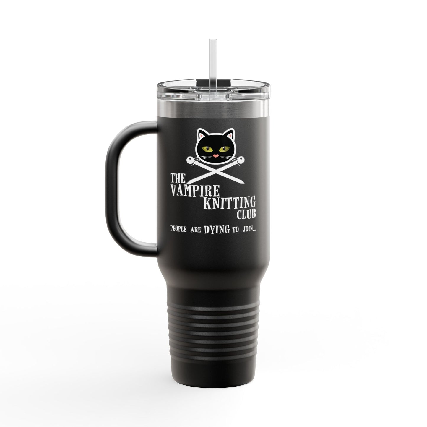 Vampire Knitting Club Insulated Large Travel Mug, 40oz (6 different colors)