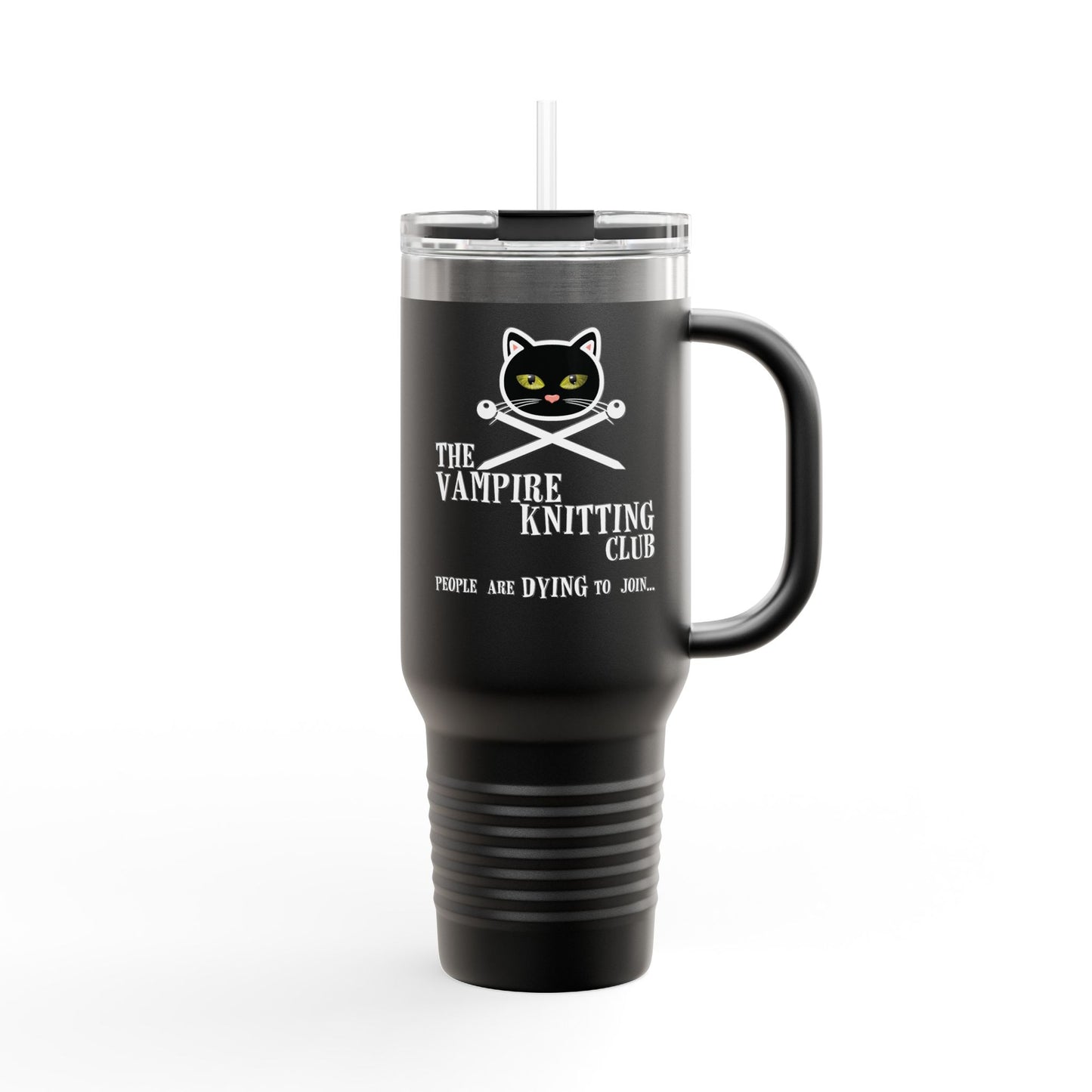 Vampire Knitting Club Insulated Large Travel Mug, 40oz (6 different colors)