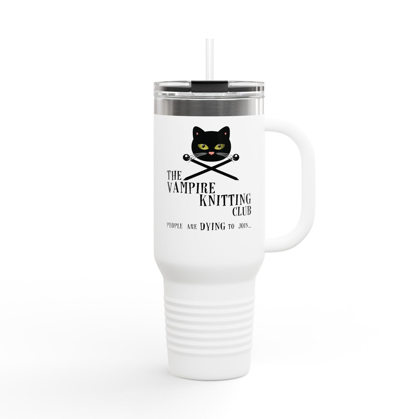 Vampire Knitting Club Insulated Large Travel Mug, 40oz (6 different colors)