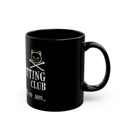 Vampire Knitting Club Mug (11oz - black). Exclusive Vampire Knitting Club merchandise from Nancy Warren.