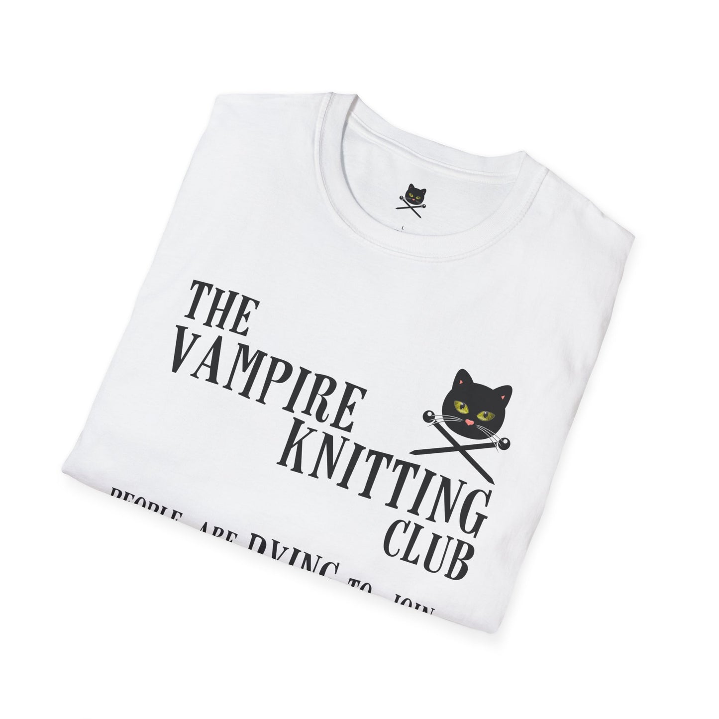 Vampire Knitting Club Unisex T-shirt: Dying to join (Black/White)