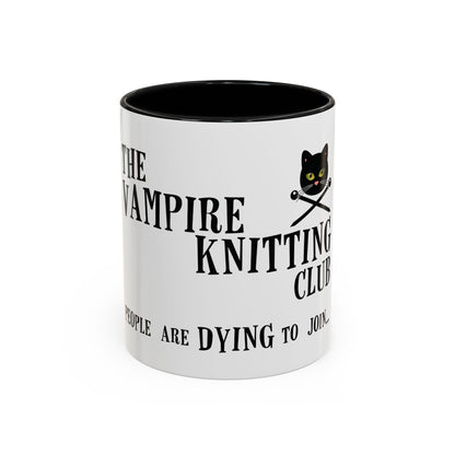 Vampire Knitting Club Mug (11, 15oz - white). Exclusive Vampire Knitting Club merchandise from Nancy Warren.