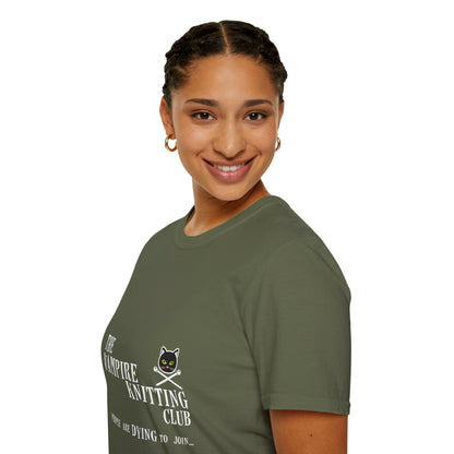 Vampire Knitting Club Unisex T-shirt: Dying to join (Up to 5XL)