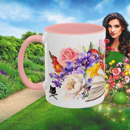 Magical Flowers Mug. Exclusive Village Flower Shop Mysteries merchandise from Nancy Warren.