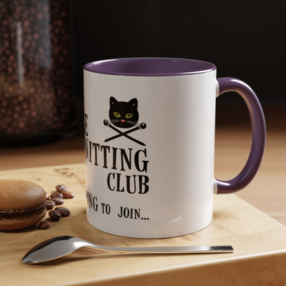 Vampire Knitting Club Mug (11, 15oz - white). Exclusive Vampire Knitting Club merchandise from Nancy Warren.