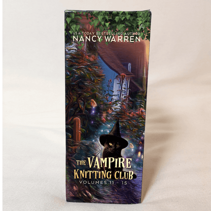 Book titled 'The Vampire Knitting Club Volumes 11-15' by Nancy Warren on a white background