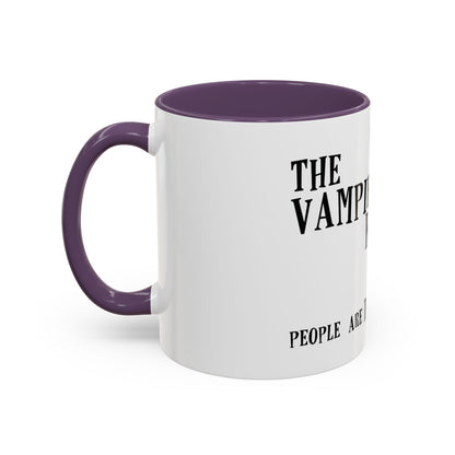 Vampire Knitting Club Mug (11, 15oz - white). Exclusive Vampire Knitting Club merchandise from Nancy Warren.