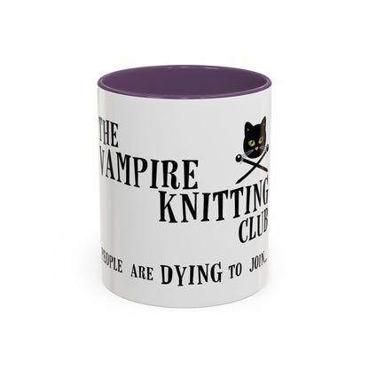 Vampire Knitting Club Mug (11, 15oz - white). Exclusive Vampire Knitting Club merchandise from Nancy Warren.
