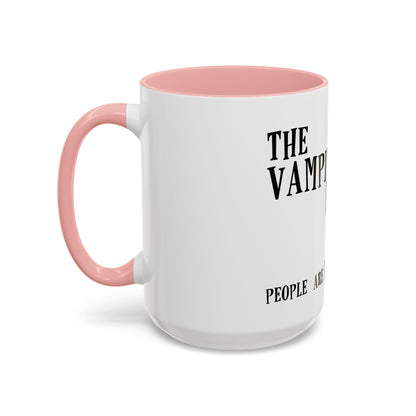 Vampire Knitting Club Mug (11, 15oz - white). Exclusive Vampire Knitting Club merchandise from Nancy Warren.