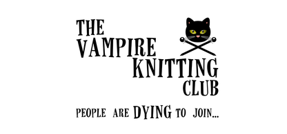 Vampire Knitting Club Mug (11, 15oz - white). Exclusive Vampire Knitting Club merchandise from Nancy Warren.